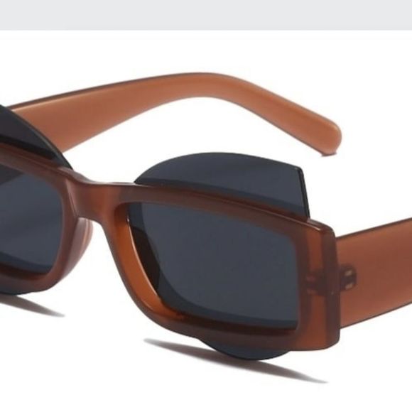TANGULAR CAT EYE GEOMETRIC SUNGLASSE - Picture 1 of 2